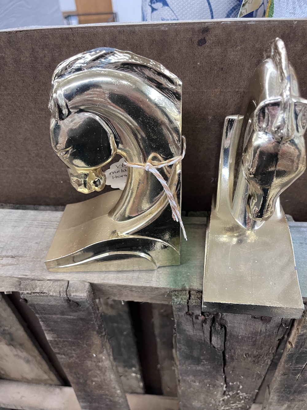 Gold Over Metal Horse Head Bookends -